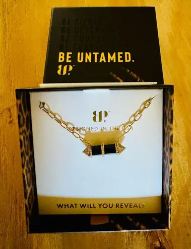 Bomb Party Untamed Necklace “Whispered Growl” lab Black Onyx/CZ on Gold Plating.