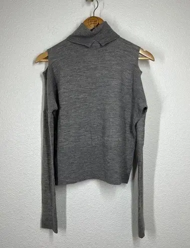 Vince  Small S Cold Shoulder Wool Turtleneck Sweater Gray Thin Knit