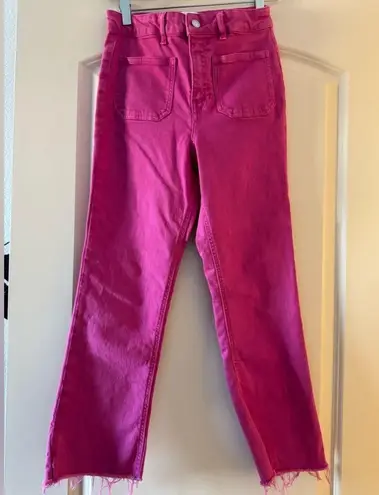 ZARA Cropped Flare Pink Jeans