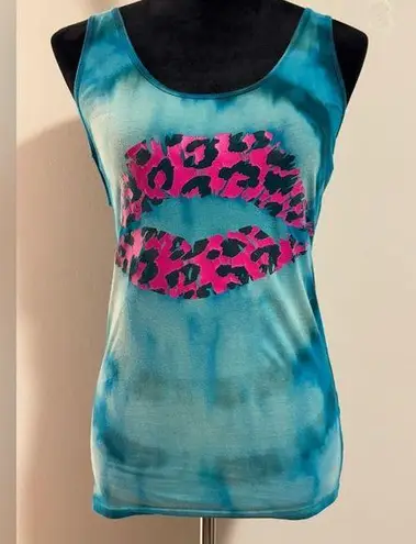 Handmade C’ EST TOI Bleach Dye/Tie Dye Lips Graphic Tank size large