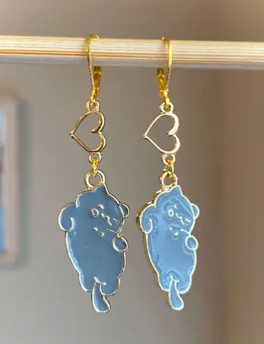 Handmade Kawaii cute cat heart dangle earrings✨