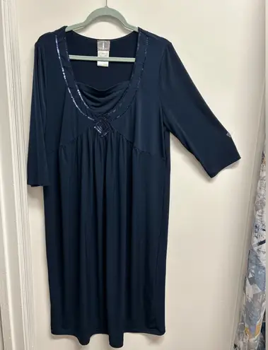 Elegant Navy Dress with Sequin Detail Blue Size 14