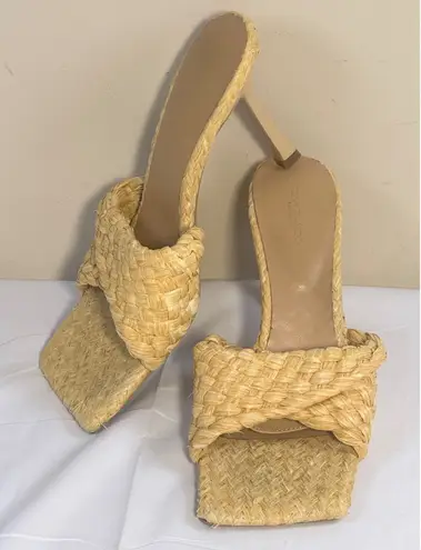 Tony Bianco Lamar Raffia Straw Mule Heels Size 8 Raffia SlipOn Stiletto Platform