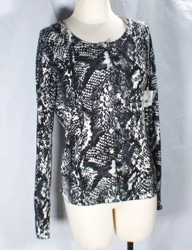 Snakeskin Black & White Animal Print Cardigan Size Medium NWT