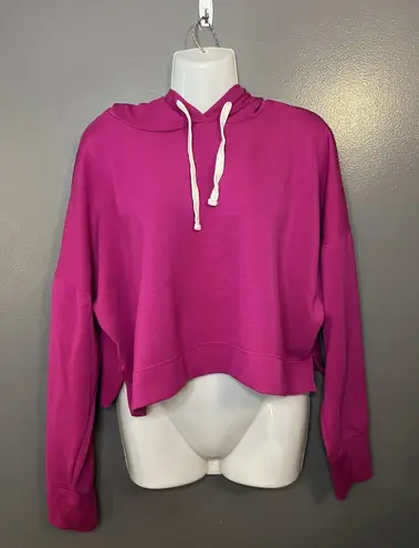 Happily Grey Hoodie Womens Large Pink Cropped Modal Blend Pullover Sweatshirt - Image 1