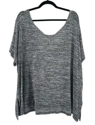 Ava & Viv Women’s Gray Criss-Cross Back Relaxed Slouchy Short Sleeve Tee 4X