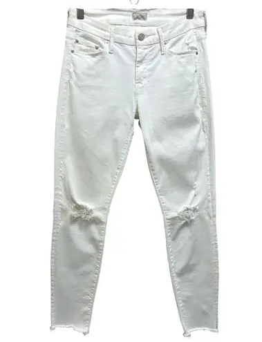 MOTHER Looker Ankle Fray Distressed in Little Miss Innocent Ivory White Size 26