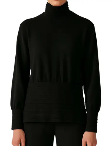 Max Mara  100% Wool Sweater Turtleneck Pullover Ribbed Trim Black XL - Image 1