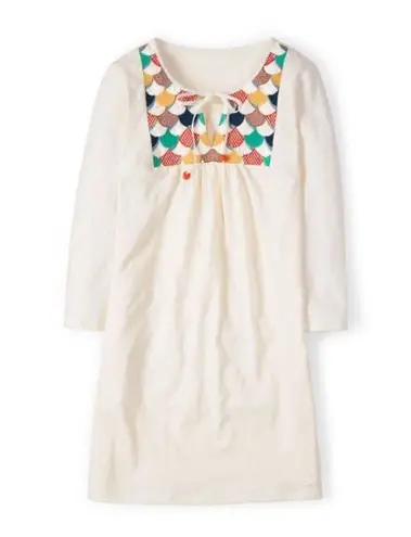 Boden White Tunic Dress with Colorful Embroidery (Size US 10)