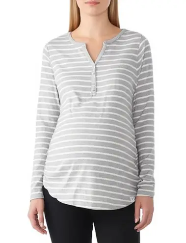 Great Expectations Maternity Top Gray White Stripes Button Down Casual Size XXL