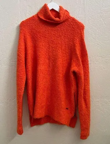 Sweaty Betty NEW  Orange Boucle Side Zip Turtleneck Sweater