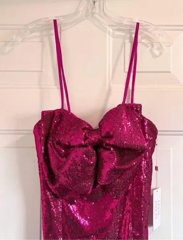 Torn By Ronny Kobo Lindsay Sequin Bow Mini Dress, Color Tulip Pink, Size M, NWT