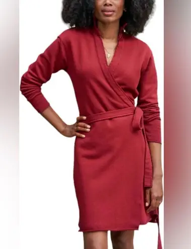 Frank & Eileen Willa Long Sleeve Triple Fleece Mini Wrap Dress Cranberry Red XL