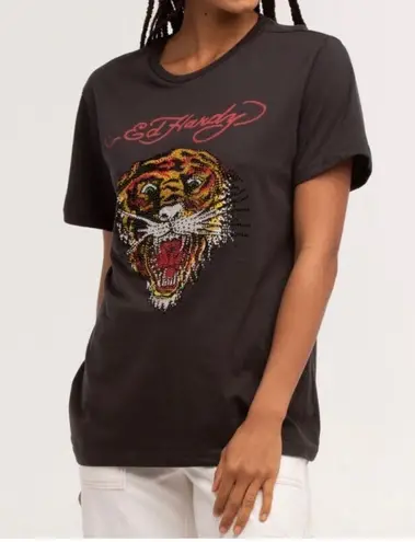 Ed Hardy Tiger Head Oversized Tee. Bedazzled graphic on front. NWOT