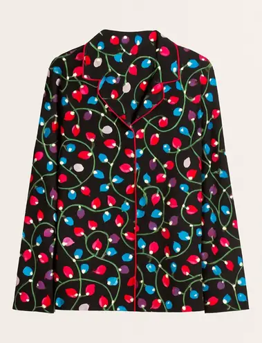 #FOLLOWME Unisex Pajama Top Black Christmas Lights Print Cotton NWT – Size M Size M