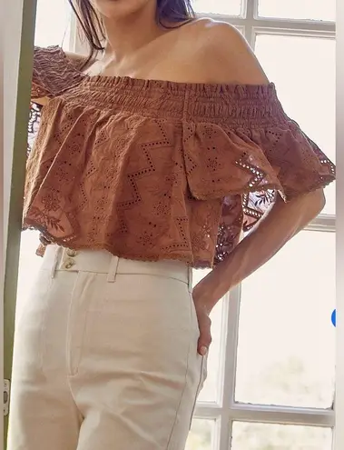 Greylin Women's Alecia Off-Shoulder Brown Blouse Size M