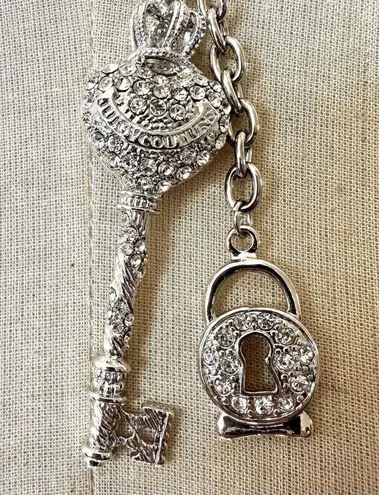 Juicy Couture  key and lock silver tone rhinestone necklace