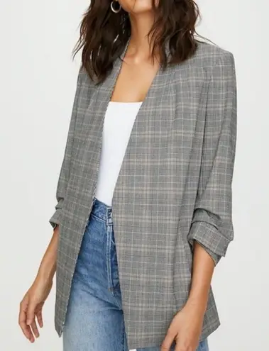 Babaton Black & White Glen Plaid Power Hip Blazer Size 2