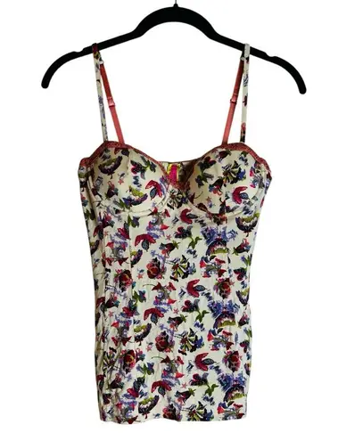 Pinkalicous Floral Cami Crop Top Corset Y2K Fairy Coquette Festival Size Small Pink