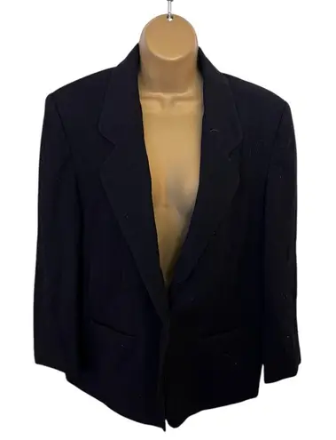 Vintage 90s Block Island Structured Wool Blazer Gold Crest Buttons Black 12