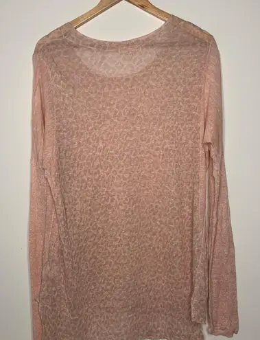 Rebecca Taylor Pink Leopard Linen Blend Sweater Size Large