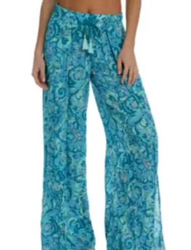 Sunshine 79 La Blanca Boheme Paisley Beach Palazzo Front Slit Cover Up Pants S/M Green Size M
