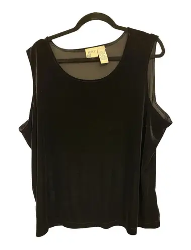 Vintage Koret Black Velvet Sleeveless Shell Top – 2X Plus Size Holiday Evening