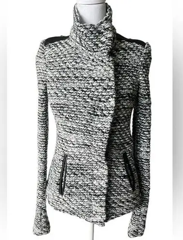 IRO josefina Black and White wool blend high Neck knitted jacket