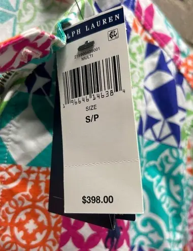 Polo Ralph Lauren Jacket Full Zip Multi Color Patchwork Light Weight Small NWT White