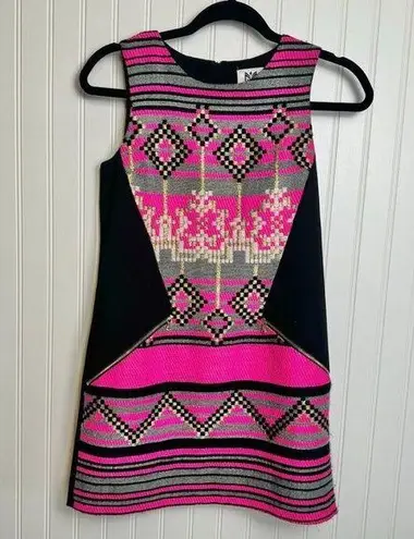 Milly  Minis pink black geometric woven sheath dress girls size 14