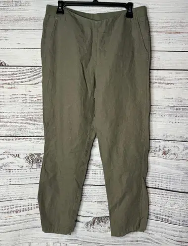 J. Jill Women Love Linen Pants Straight Leg Green Pull On Size SM