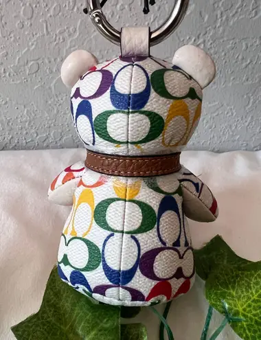 Coach Bear Bag Charm In Rainbow Signature Canvas  cj953 thumbnail 3