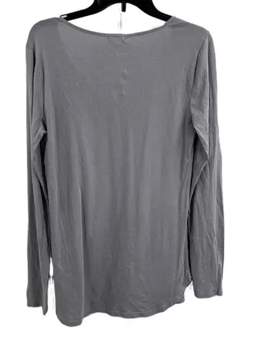 LA Made Dapple Gray Lightweight Long Sleeve Tee V Neck Cotton Womens Small