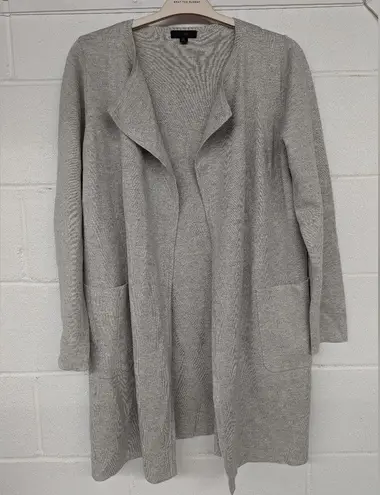 J.Crew  Sz M Juliette Collarless open coat draped gray sweater blazer cardigan