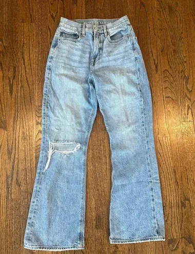 American Eagle AEO Highest Rise 90s Flare Jeans 100% Cotton in Mid Blue Size 2 Regular