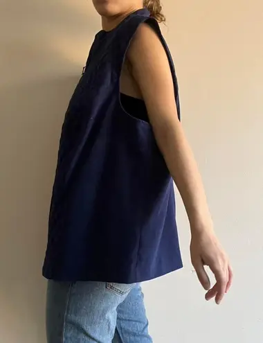 JM Collection Dark Blue Vest Quilted Plus Size