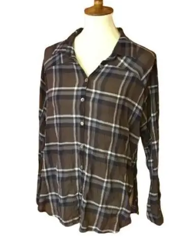 Lovestitch earthy Plaid lightweight coverup shirt