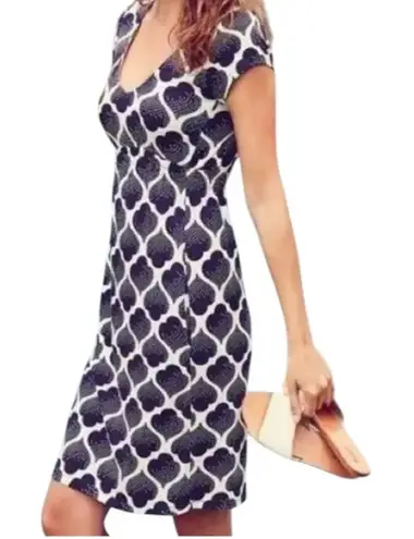 Boden 4 Long Dress Blue White Short classic boho cottage core whimsi cotton