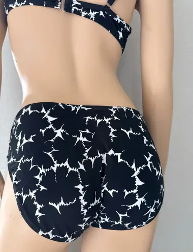 NEW Vintage Carabella High Waist Bikini Bottom Black White Floral Made in Mexico Size 10