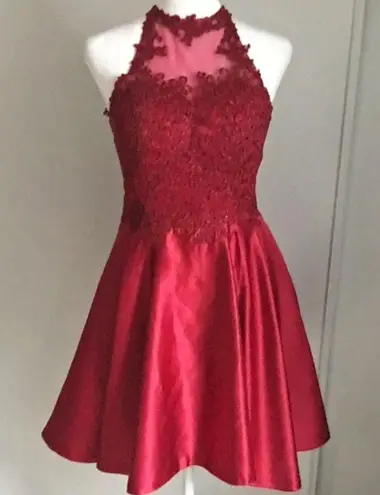 Juniors Homecoming Special Occasion Red Prom Formal Lace Halter Mini Dress Size undefined