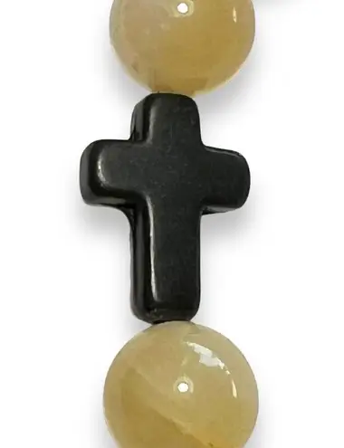 Unisex Set of 2 Beaded Cross Religious Christian Stretch Bracelets