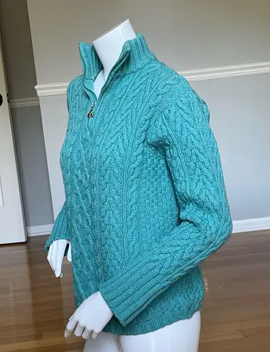 Aran Crafts Ireland Women’s 100% Merino Wool Cable Knit Sweater Pullover Zip Size S