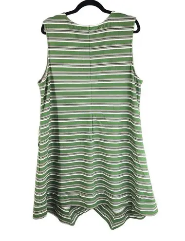 Hutch Womens Sundress Sleeveless Striped Crew Neck Back Zip Green 2X