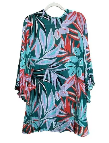 Anne cole Coverup Womens Medium Large Multicolor Tropical Tunic Pullover Swim
