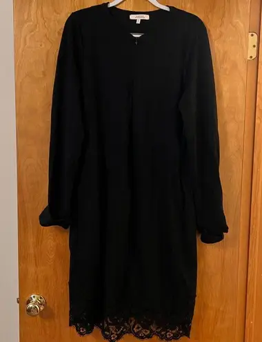 Dorothee Schumacher Classic Black Long Sleeve Lace Hem Zipper Front NWOT Size 6
