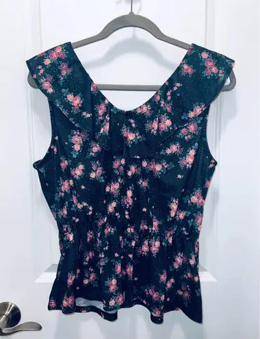 Luna Moon Women’s Floral Peplum Juniors Top Size 1XL NWT *Fits Smaller*