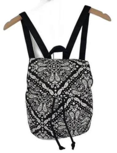 PINK - Victoria's Secret  Mini Backpack Black White Paisley Cotton Purse Handbag