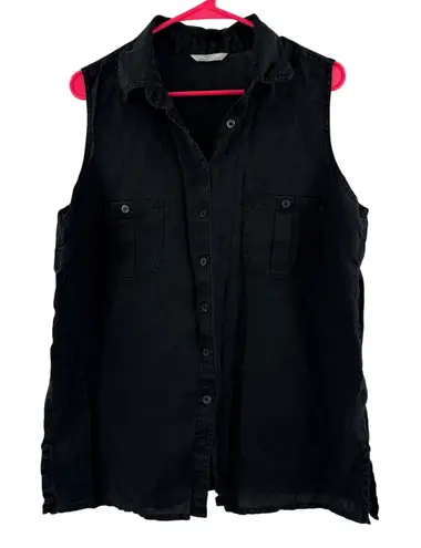 ST MICHAEL from MARKS & SPENCER 100% Linen Tank Size UK 20 EUR 50 Button Down Black