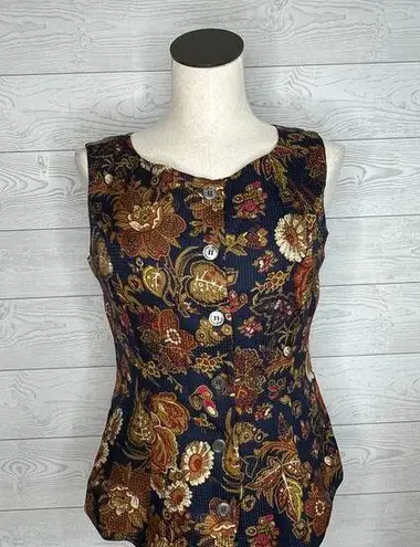 Ann Klein II 80’s floral button front sleeveless vest Size 6
