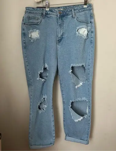 American Bazi Jeans Mom High Rise Light Blue Distressed Casual Trendy